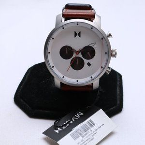 MVMT 28000011 D Men s Chrono Sienna Stainless Brown Leather Watch 135 New